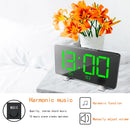 LED Mirror Digital Alarm Clock USB Charging Brightness Adjustable 10 Music Option Power off Memory Function