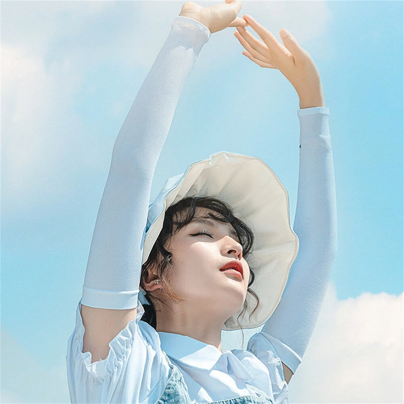 ROCKBROS UPF50+ UV Protection Solid Arm Sleeves Quick-drying Breathable High Elastic Fit Sunscreen Sleeves for Summer Outdoor Driving Sports