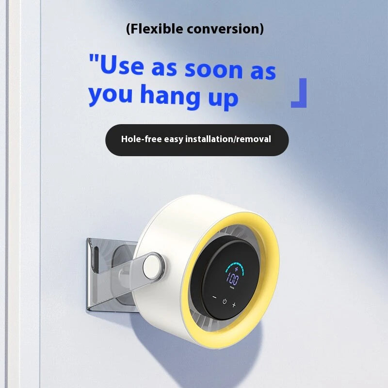 Portable Turbo Fan with Digital Display 100-Speed Mini Air Circulator for Wall Mount & Desktop Use, Quiet and Powerful