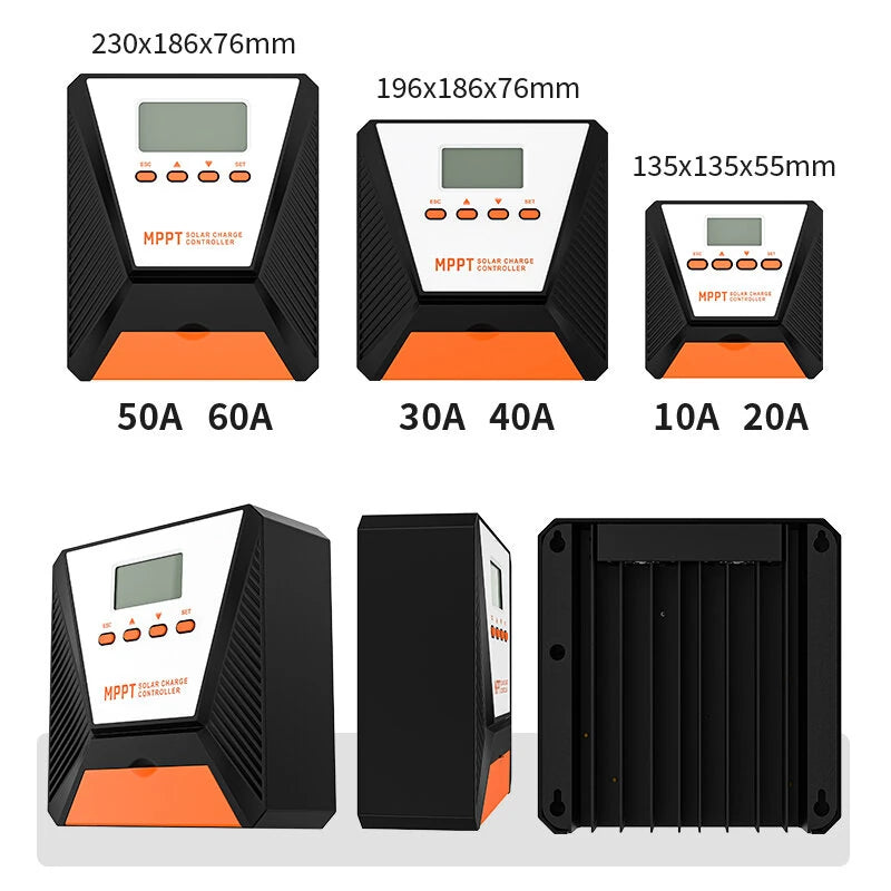 60A MPPT Solar Charge Controller 12V/ 24V Solar Panel Charge Controller Intelligent Regulator for FLD/LiFePO4/SLD/GEL/AGM with Dual USB Port Auto Parameter LCD Display and Timer Setting ON/Off Hours
