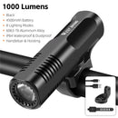 WEST BIKING 1000LM Bicycle Headlight 8 Lighting Modes Aluminium 4500mAh Power Bank Type-C Rechargeable Waterproof Flashlight for MTB Road Cycling