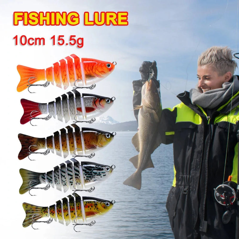 5pcs Multi-Section Fishing Lures 15.5g/10cm Sinking Swimbait Artificial Baits Fishing Tackle for Freshwater Saltwater Fishing