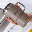 Double-Wall Coffee Office Mug 304 Stainless Steel Water Mug Cup With Spoon&Tea Strainer Leak Proof Anti Scalding Drinking Cup