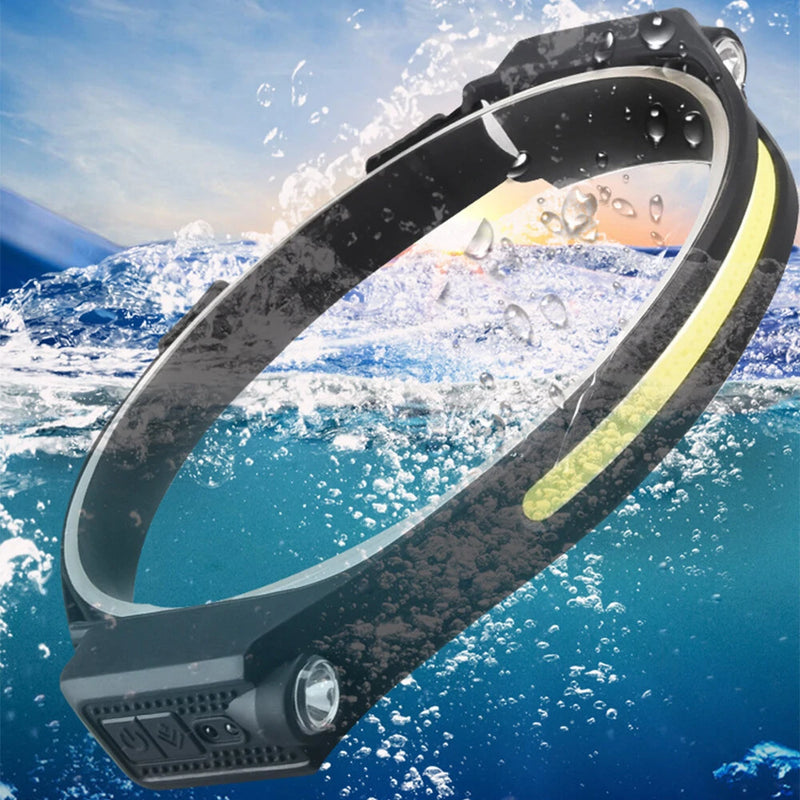 BIKIGHT LX300 2XPE+COB Induction Headlight 1200mAh 270 Wide Range 350LM 5 Lighting Modes Type-C Rechargeable Head Torch COB Outdoor Cycling Adventure Fishing Flashlight Bike Headlamp