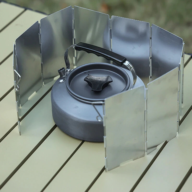 8/10 Plates Camping Gas Stove Folding Burner Wind Shield Aluminum Alloy Windproof Screen for Outdoor Camping Picnic Cooking