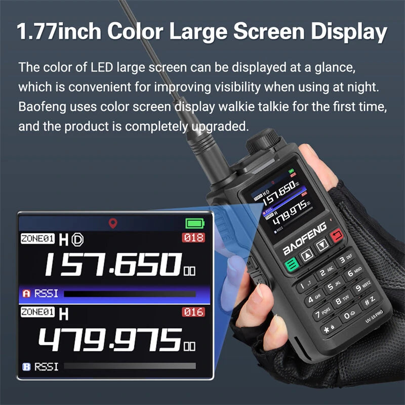 Baofeng UV-18 PRO GPS Walkie Talkie Wireless Copy Frequency 999 CH NOAA Long Range Type-C VHF UHF Handheld Two Way Radio