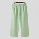 INCERUN Mens Solid Pleated Design Casual Straight Pants Casual Comfortable Wide Legged Long Pant with Pockets