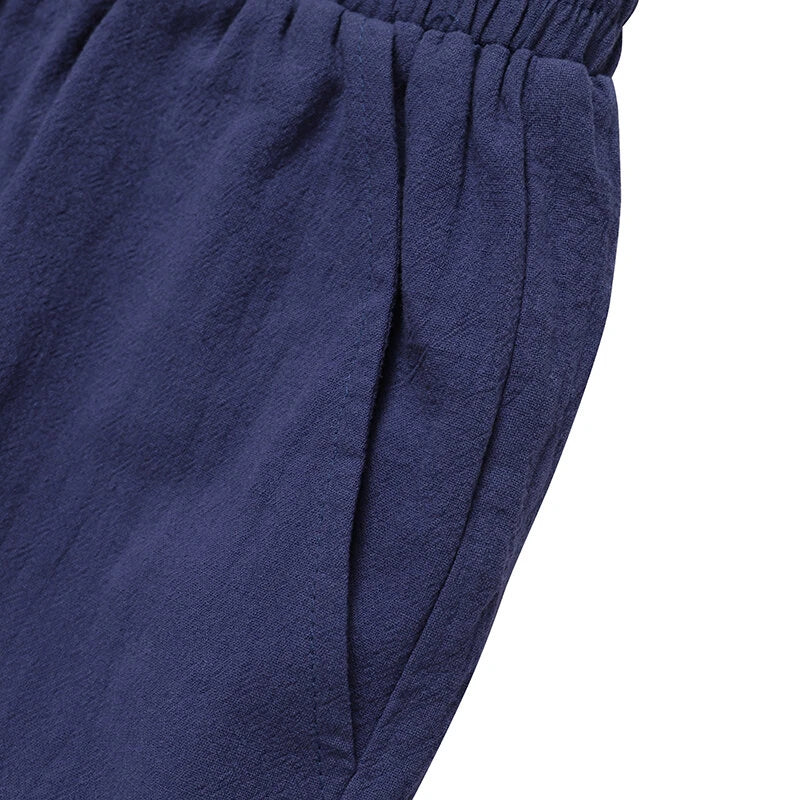 ZANZEA Women Cotton Elastic Waist Solid Color Long Pants Casual Loose Straight Trousers
