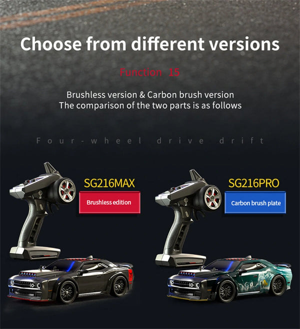 ZLL SG216 PRO/MAX 1/16 2.4G 4WD Brushed/Brushless RC Drift Car LED Light Racing On-Road High Speed Full Proportional Vehicles Model RTR Toys