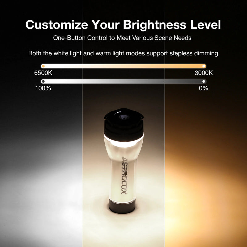 Astrolux CL02 3000-6500K Flashlight and Cozy Light 2 in 1 Camping Lamp, Type-C Rechargeable 50h Max Runtime, Customize Brightness Level Outdoor LED Tent Light Multifunction Ambient Lamp Atmosphere Light