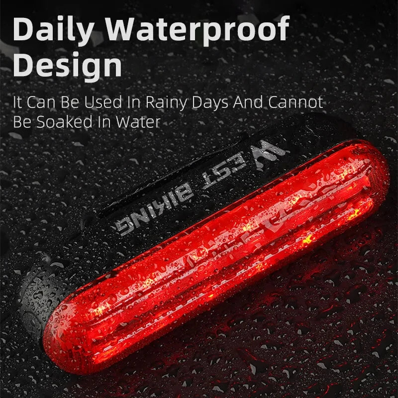 WEST BIKING Smart Brake Sensor Bike Taillight 450mAh Battery 3 Light Modes Type-C Rechargeable Waterproof Wear-resistant Bicycle Rear Light for Night Cycling