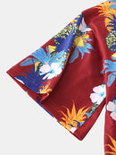 Mens Fashion Floral Printing Crew Neck Breathable Short Sleeve Casual T-Shirts