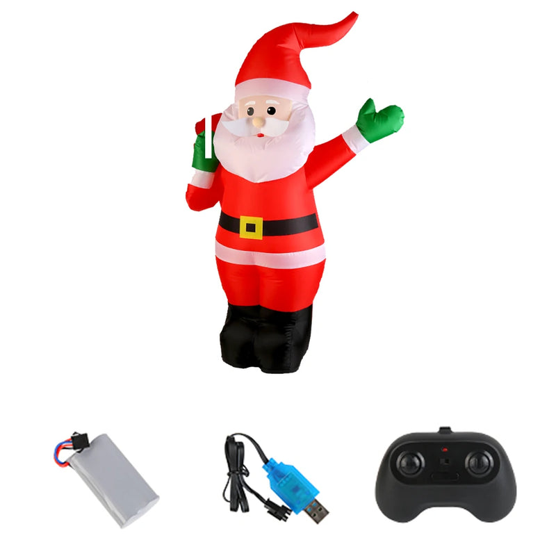 D020 2.4G RC Car Santa Claus Merry Christmas Electric Remote Control One Key Inflatable Sound Music 360 Turning Rechargeable Vehicles Models Toys