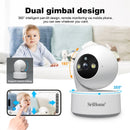 SriHome DH050-DH002-SH064 8MP 4K UHD Baby Monitor Kit with 5-inch Touch Screen WiFi Crying Detection Human Tracking Alarm 2-Way Audio 5200mAh Home Doorbell Baby Camera Doorbell Kit