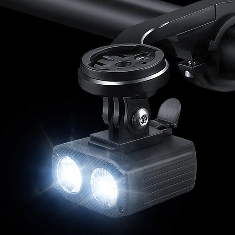 BIKIGHT Mini Bike Headlight 550lm Brightness Dual Distance Beam 5 Modes Lighting Type-C Rechargeable Battery Display Bike Handlebar Headlight for Night Cycling