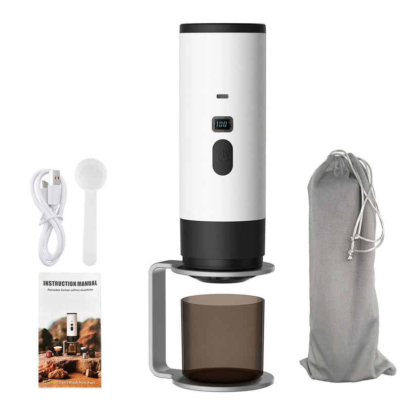 IPRee 3-in-1 Portable Electric Coffee Maker Capsule Coffee Grinder Travel Coffee Maker with Cordless Heating for Car and Home Camping