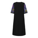 VONDA Womens Elegant Half Sleeve Noble Crew Neck Printed Maxi Dresses (Plus Size)