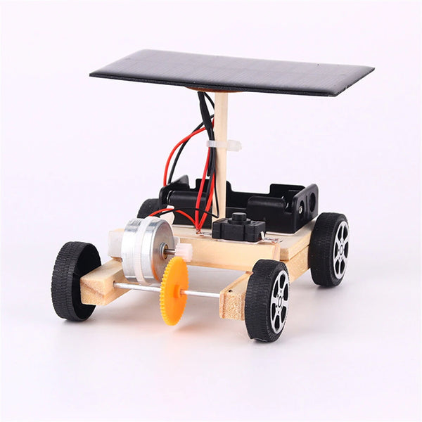 Wooden Solar Electric Vehicle Model Assembly Kit DIY Children's Science Experiment Education Puzzle Toy Student Technology Small Production