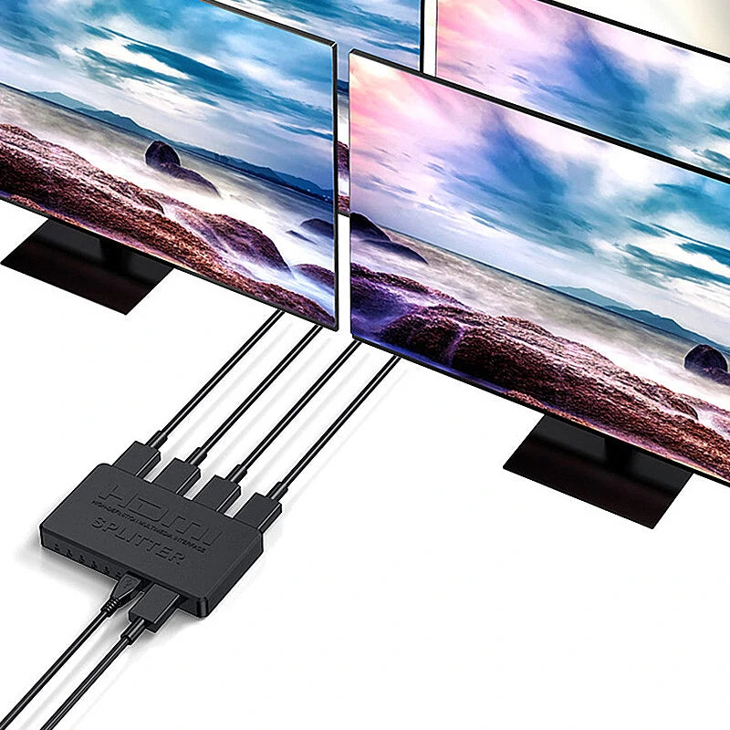4K HDMI Splitter 1x4 HDMI Distributor Splitter 1 in 4 out Amplifier Video Splitter Converter for PC Laptop TV Monitor Projector