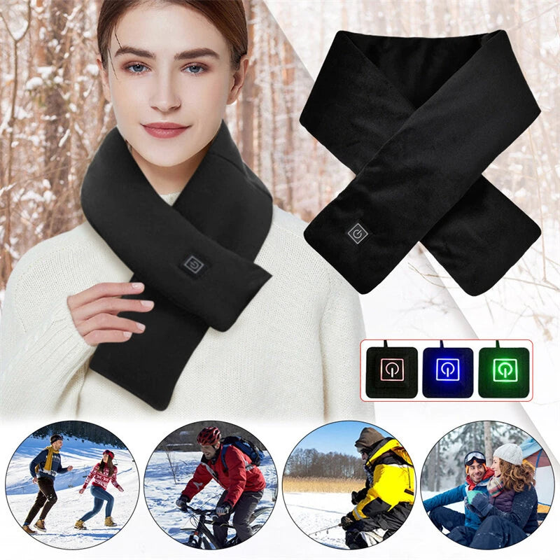 TENGOO Warm Heated Scarf 3 Gears Adjustable USB Charging Electric Heated Scarf Cold-Proof Thermal Neck Wrap Warmer Washable for Outdoor Cycling Climbing Hiking