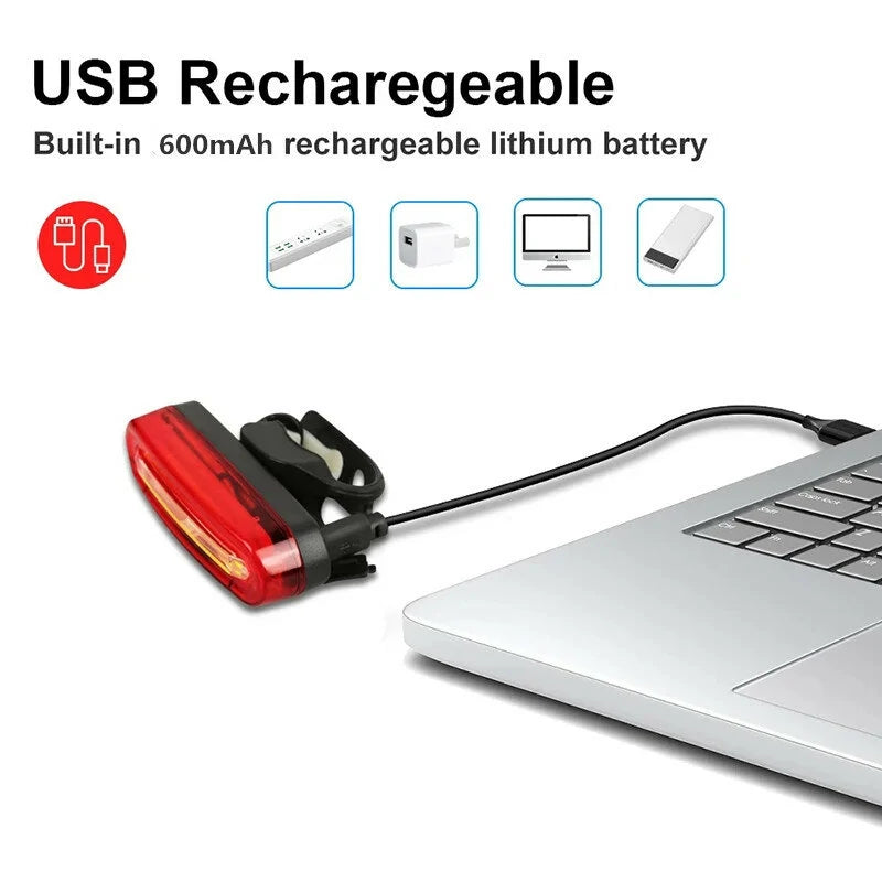 INBIKE Bike Taillight 600mAh Battery 4 Light Modes USB Rechargeable Waterproof Bicycle Rear Light for Night Cycling