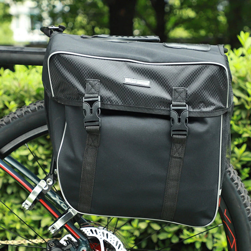 WEST BIKING 30L Bicycle Panniers Bag with Rain Cover Wear-resistant Cycling Travel Saddle Bag Night Reflective Bike Rear Luggage Bag for MTB