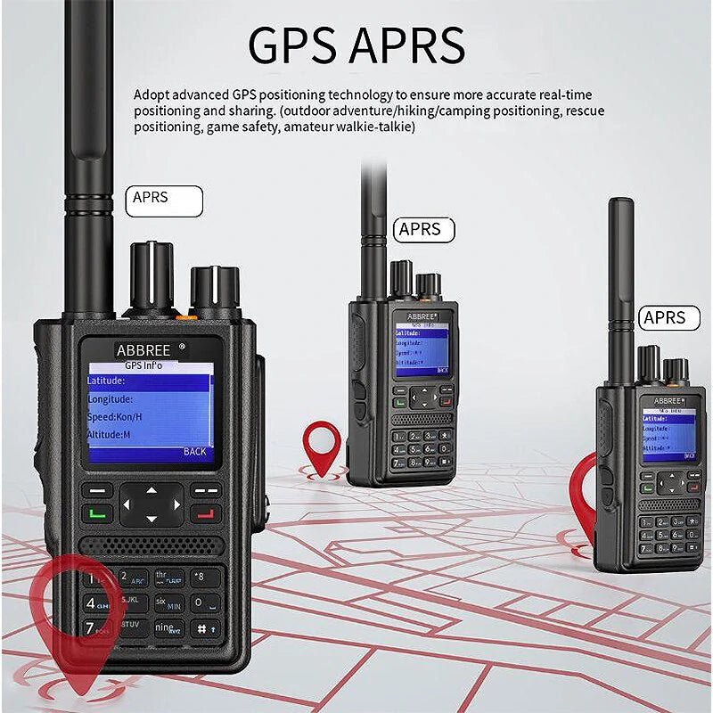ABBREE DM-F8 GPS DMR UV Dual-Band Digital Walkie Talkie 5W High-power 4000 Channels 2800mAh Voice Recording Two Way Radio