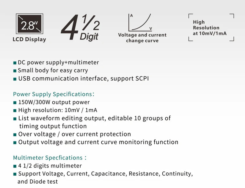 OWON SPM Programmable DC Power Supply SPM6103 SPM6053 SPM6103 SPM3103 150W/300W 60V/10A 60V/5A 2.8" LCD 10mV/1mA Resolution Digital Voltage Regulator Switch SPE3103 110V/220V