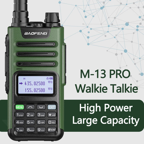 Baofeng M-13 Pro VHF UHF Air Band Walkie Talkie Wireless Copy Frequency Long Range High Power Two Way Radio IPX4 Waterproof