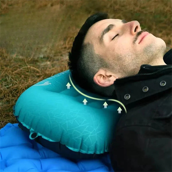 IPRee Ultralight Portable Inflatable Camping Travel Pillow Compact Ergonomic Inflating Pillows for Neck Lumbar Support Camp Hiking Equipment