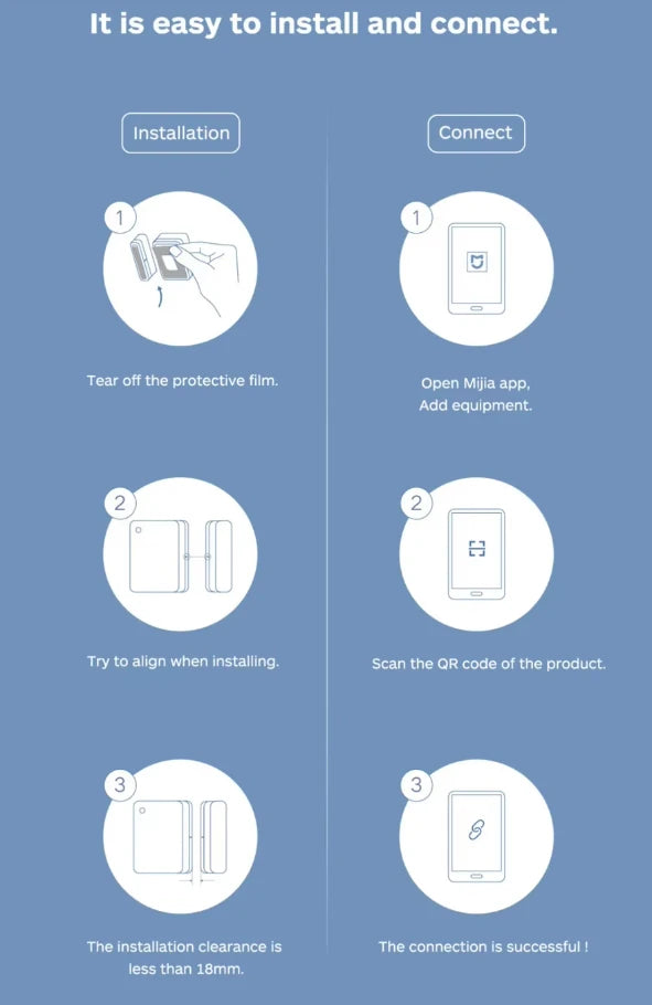 Xiaomi Mijia Opening and Closing Record Notification Door and Window Sensor 2 Smart Connection Mijia/Xiaomi Home App