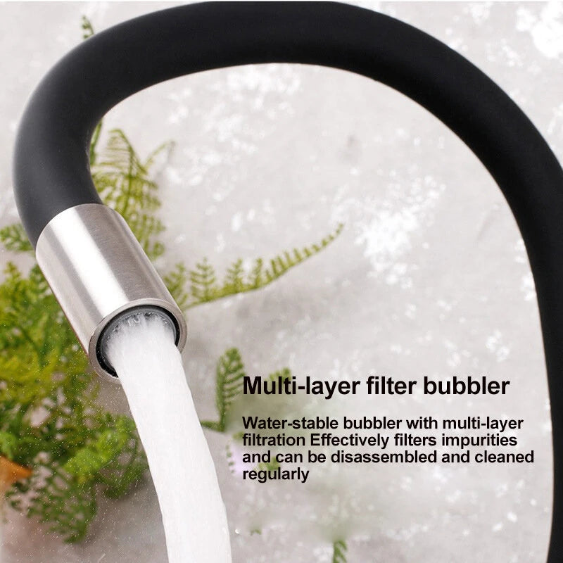 360 Rotatable 304 Stainless Steel Kitchen Silicone Tube Faucet Hot And Cold Brushed Universal Rotatable Vegetable Sink Faucet