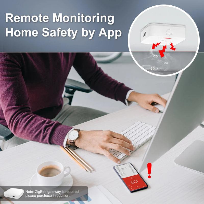 MOES Tuya CO Detector Alarm Gas Leak Carbon Monoxide Detector Wireless Household Gas Siren Alarm Sensor Smart Safety Home