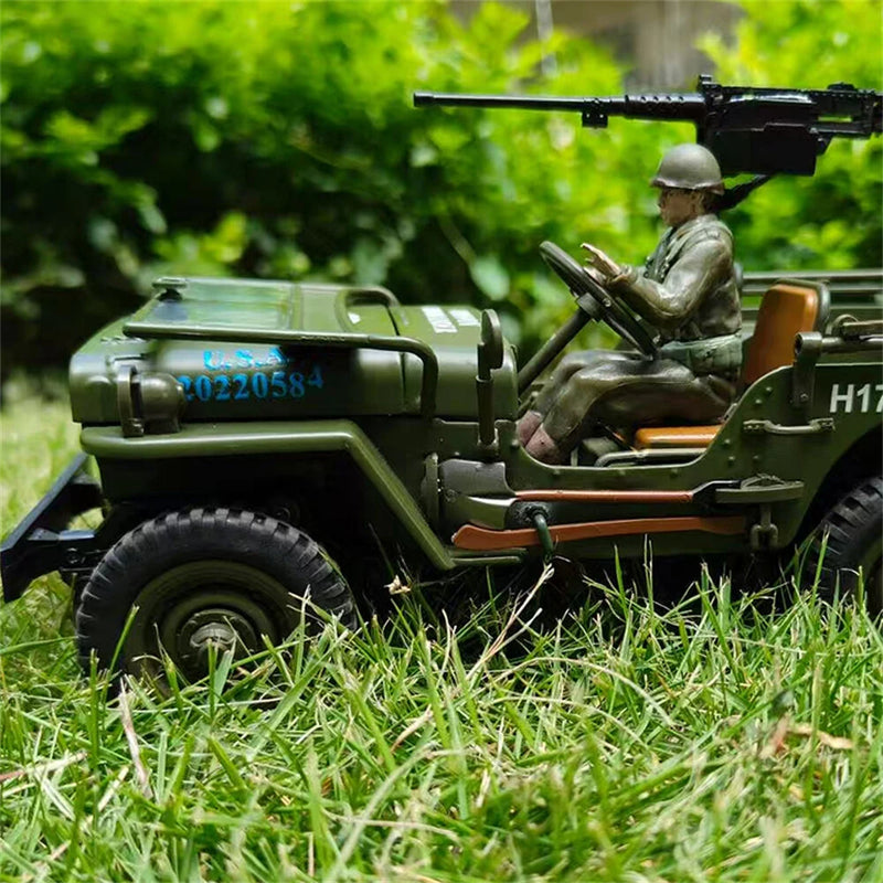 LUXINGZHE 2506-1 RTR 1/16 2.4G 4WD 1941 Willys MB for Jeep Military Truck Off-Road Climbing LED Light Alloy Body Shell Metal Frame Drive Shaft Gear Rock Crawler Full Proportional Retro Simulation Vehicles Models Toys