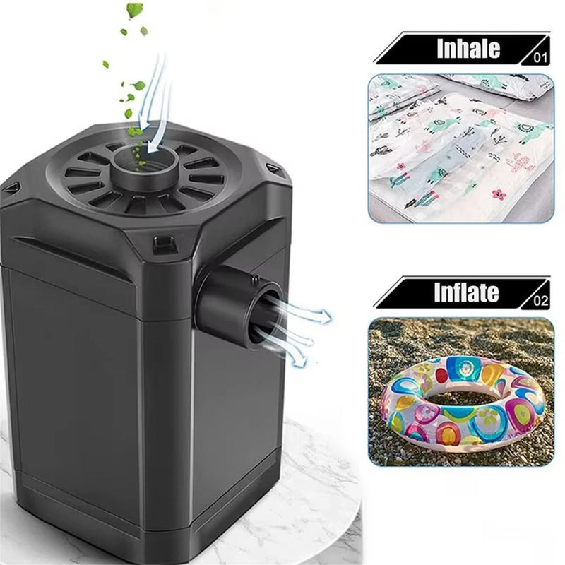 Electric Air Pump Inflator Air Compressor With Rechargeable Battery Portable Wireless For PVC Boat Mattress Inflatable Pool Raft Tyre Balls With 3 Nozzles