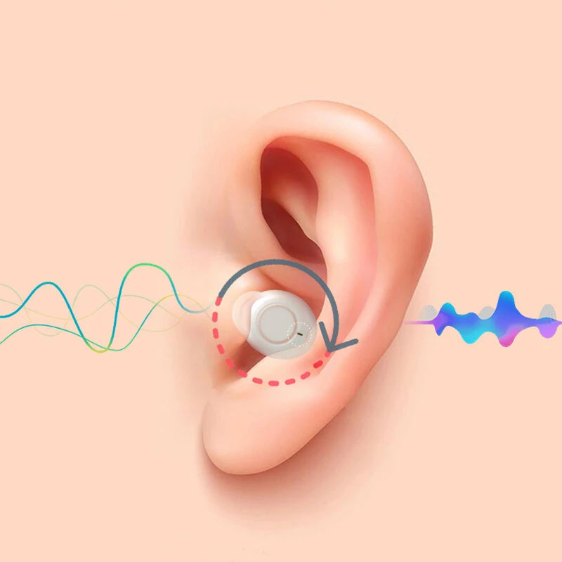 Black/White Rechargeable Portable Adjustable Hearing Earphones Invisible-In-Canal Sound Amplifier