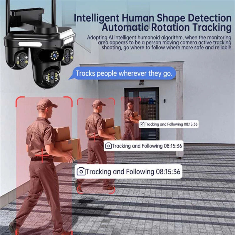 6MP WIFI IP Camera Three Lens 10X Zoom Three Screens WiFi Wireless Outdoor Monitor Security Protection CCTV Video Surveillance