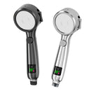 Shower Head High Pressure Digital Display Four Modes Handheld Bathroom Shower Accessory Water Saving Pressurized Adjustable Spray LED Temperature Display