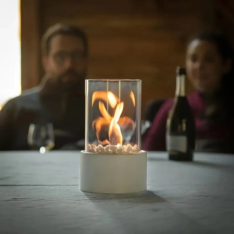 16x27cm Desktop Alcohol Fireplace Lamp Indoor Stainless Steel Small Portable Heating Stove Round Glass Creative Atmosphere Lamp