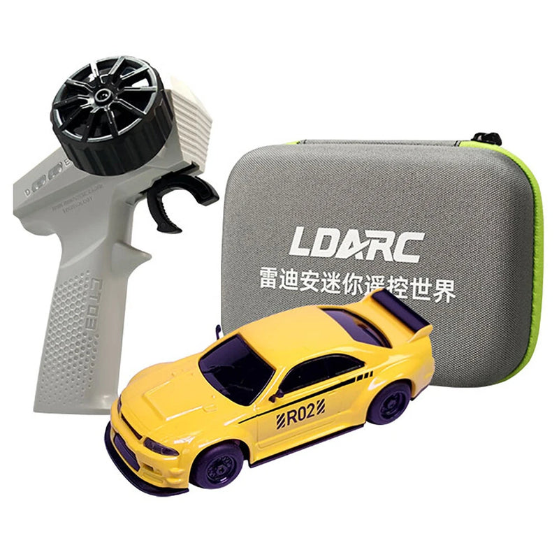 LDARC R02 1/64 2.4G RWD Drift RC Car Mini Race LED Light Radio Control High-Speed Motor On-Road Racing Vehicle Model Boys Gifts 60 Minutes Playing Time Toys
