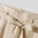 INCERUN Mens Pants Solid Color Loose Fit High Waist Tie Straight Leg Pants for Men Casual Comfy Male Trousers