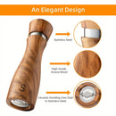 IPRee 2pcs/pack Wooden Salt And Pepper Grinder Set Solid Acacia Wood Crafted Adjustable Coarseness Manual Grinder with Mill Tray & Spoon