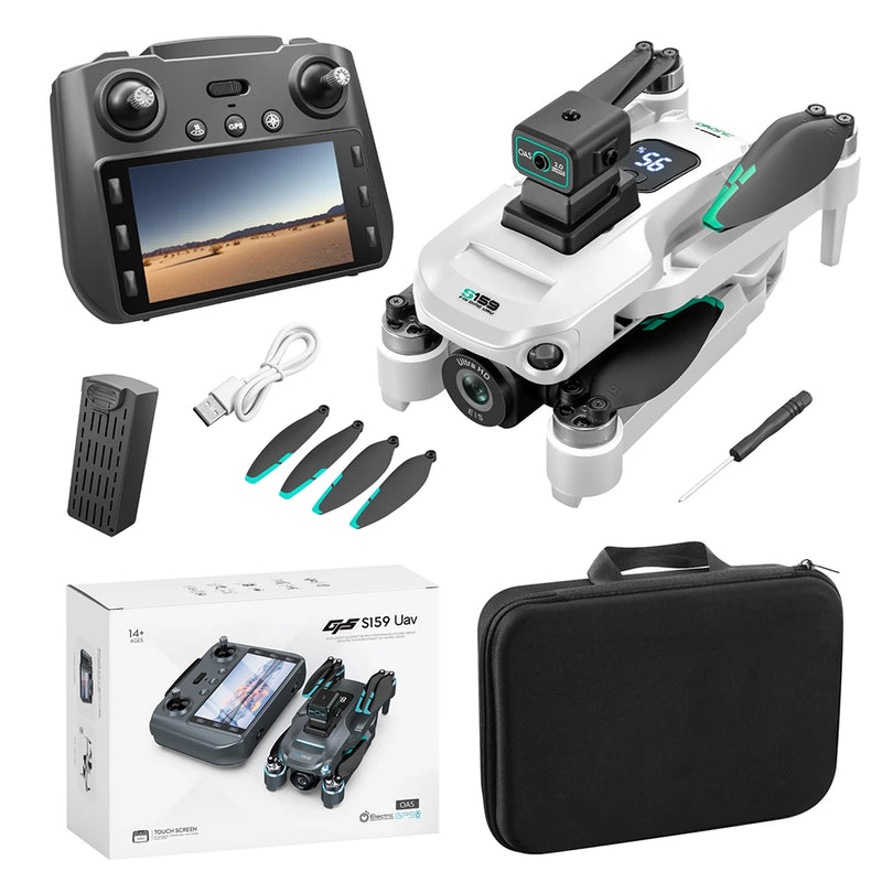 YLR/C S159 GPS 5G WiFi FPV with 5.9inch LCD Screen Controller 720P HD Dual Camera Servo Gimbal 360 Obstacle Avoidance Brushless Foldable RC Drone Quadcopter RTF
