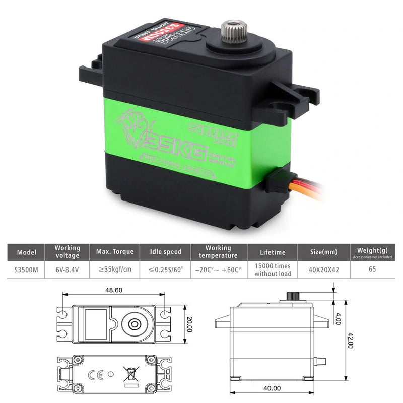 SURPASS-HOBBY 35KG S3500MP Plastic Digital Servo /S3500M Semi-aluminum Frame Digital high Voltage Steering Gear Servo for Fixed Wing Aircraft Helicopter Robot