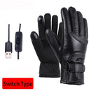 TENGOO USB Electric Heated Thermostatic Gloves Waterproof PU Touchscreen Heated Gloves Winter Motorcycle Riding Hand Warm Gloves