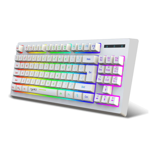 HXSJ L100 2.4G Wireless Keyboard 87 Keys Multimedia Function RGB Backlit Rechargeable Keyboard for Computer Laptop Home Office