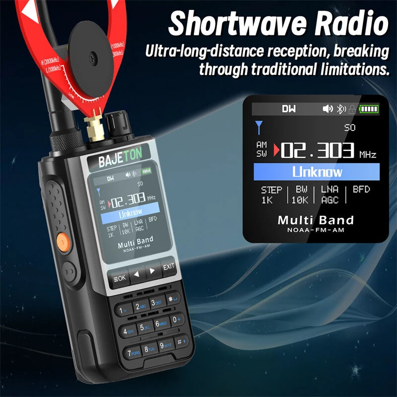 Bajeton BJ-8300 10W Multi Band Handheld Radio bluetooth Programmable NOAA Weather Alert Spectrum Analyzer SW MW LW AM SSB CB Transceiver Two-way Radio Walkie Talkie