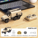 HJ2025-7D/8D RTR 1/64 2.4G RWD RC Car Mini Alloy Military Truck Three Speed LED Light Sound Support App Remote Control Simulation Transport Command Vehicles Models Toys