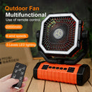 IPRee Camping Portable Desk Fan with LED Light, 20000mAh Battery Rechargeable Quiet Camping Fan, Battery Operated with Hanging Hook for Home Bedroom