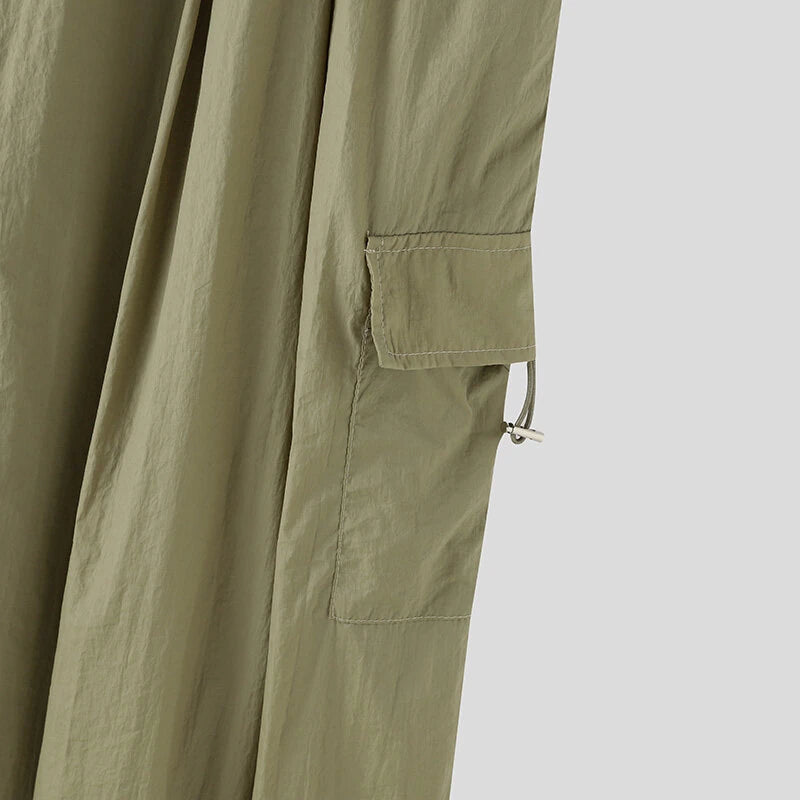 INCERUN Men Casual Wide Leg Pants Lightweight Solid Color Loose Fit Straight Wide-leg Trousers for Men, Plus Size S-5XL